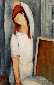 hebuterne works - portrait of jeanne hebuterne with her left arm behind her head 1919 Amedeo Modigliani